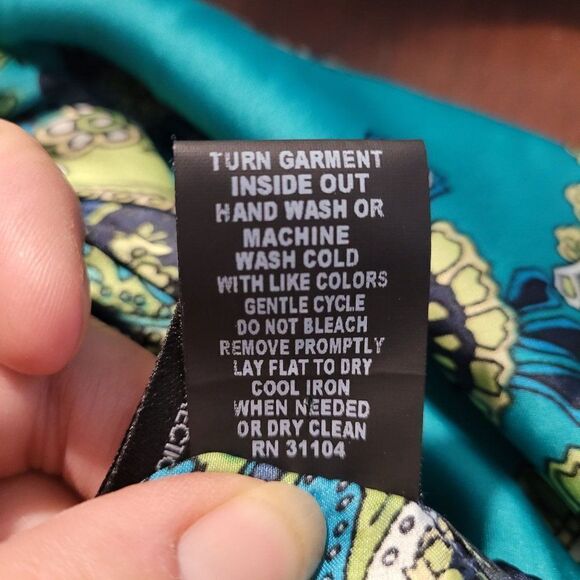 New Directions Top Artsy Boho Sleeveless Paisley Rolled Bandana Scoop Green S - Picture 11 of 11